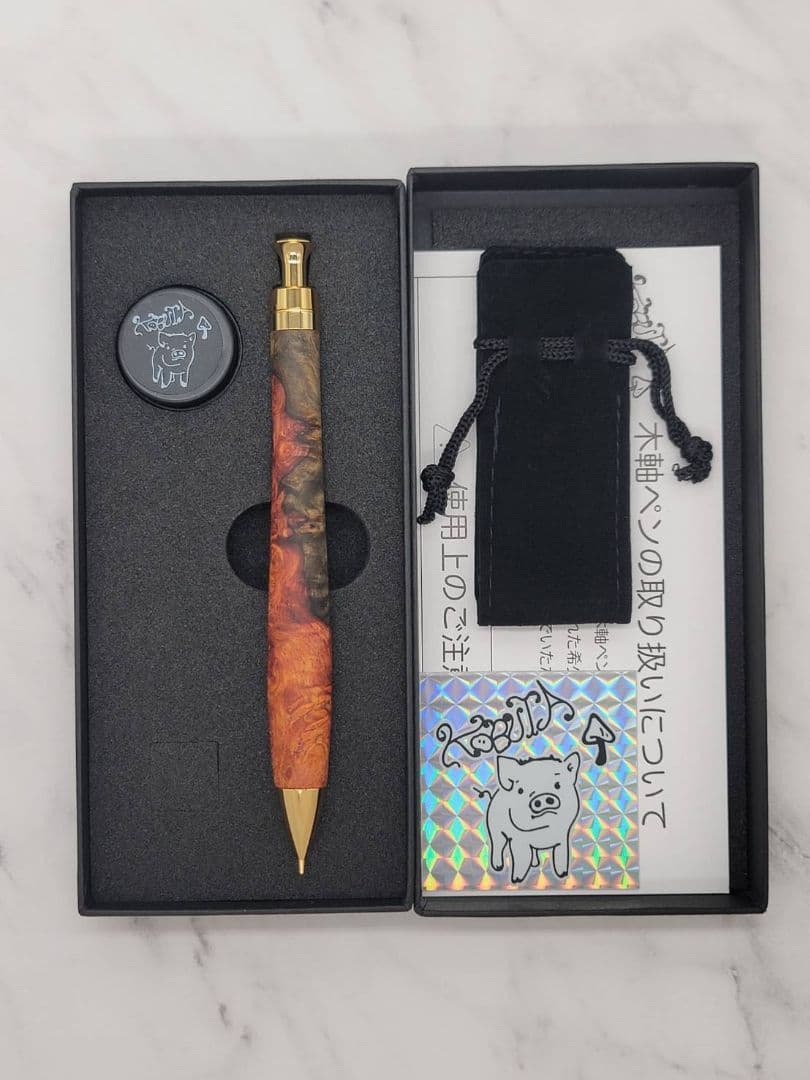 新品 こぶた工房 極上+花梨瘤 赤青 金金具 シャープペンシル0.5 - メルカリ