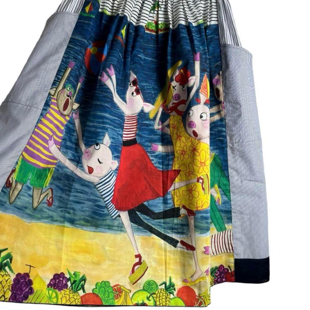 アルベロベロ ぶたさん プリント カラフルフレアスカート 新品 - メルカリ