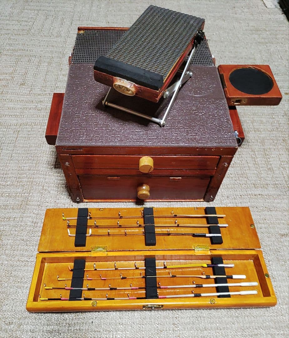 ワカサギ釣り 自作木製収納箱 穂先 レイクマスター電動リール フル