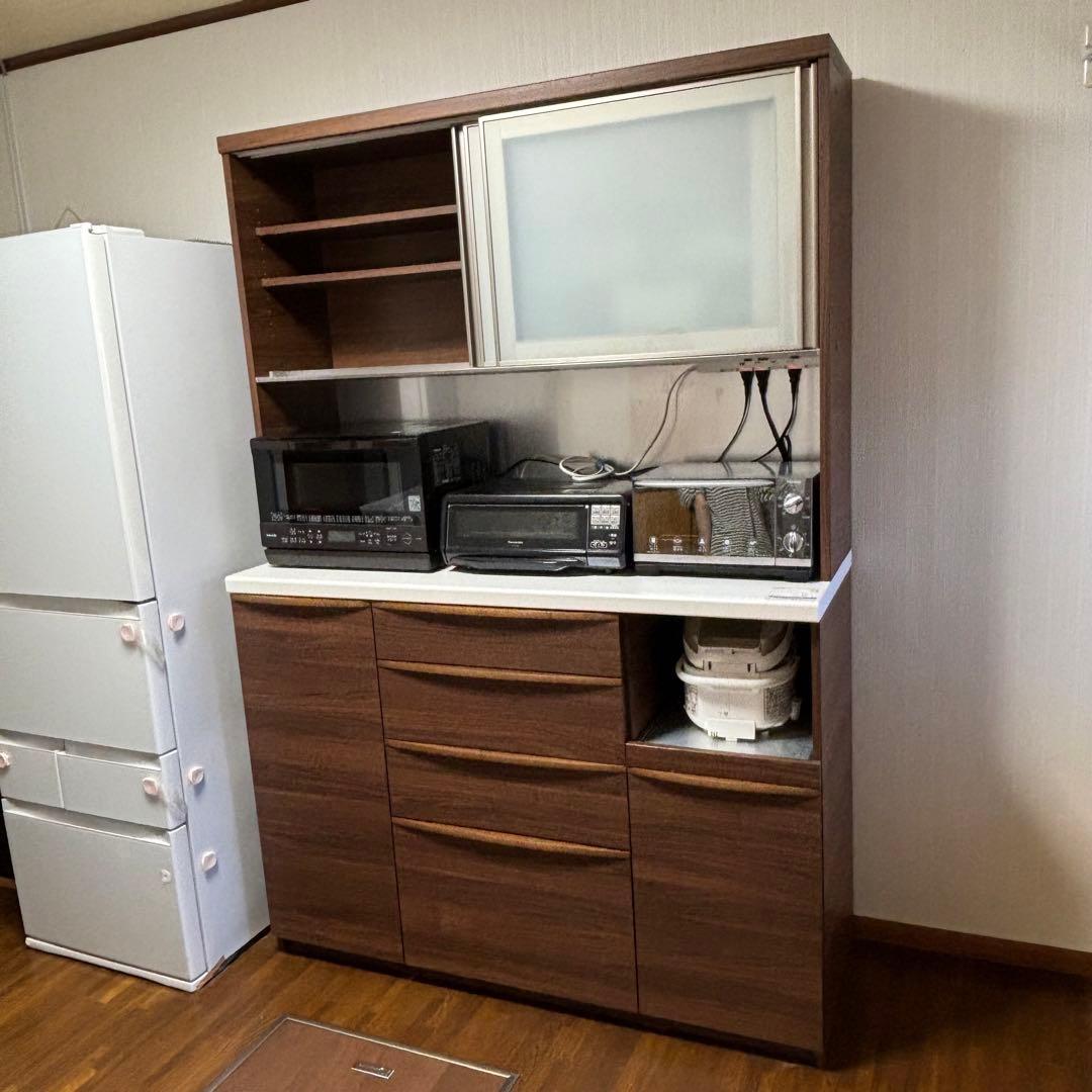 パモウナ キッチンボード/食器棚 ウォールナット　木目 パモウナ 食器棚 幅160cm 奥行45cm 高さ198cm SY 完成品 棚 国産