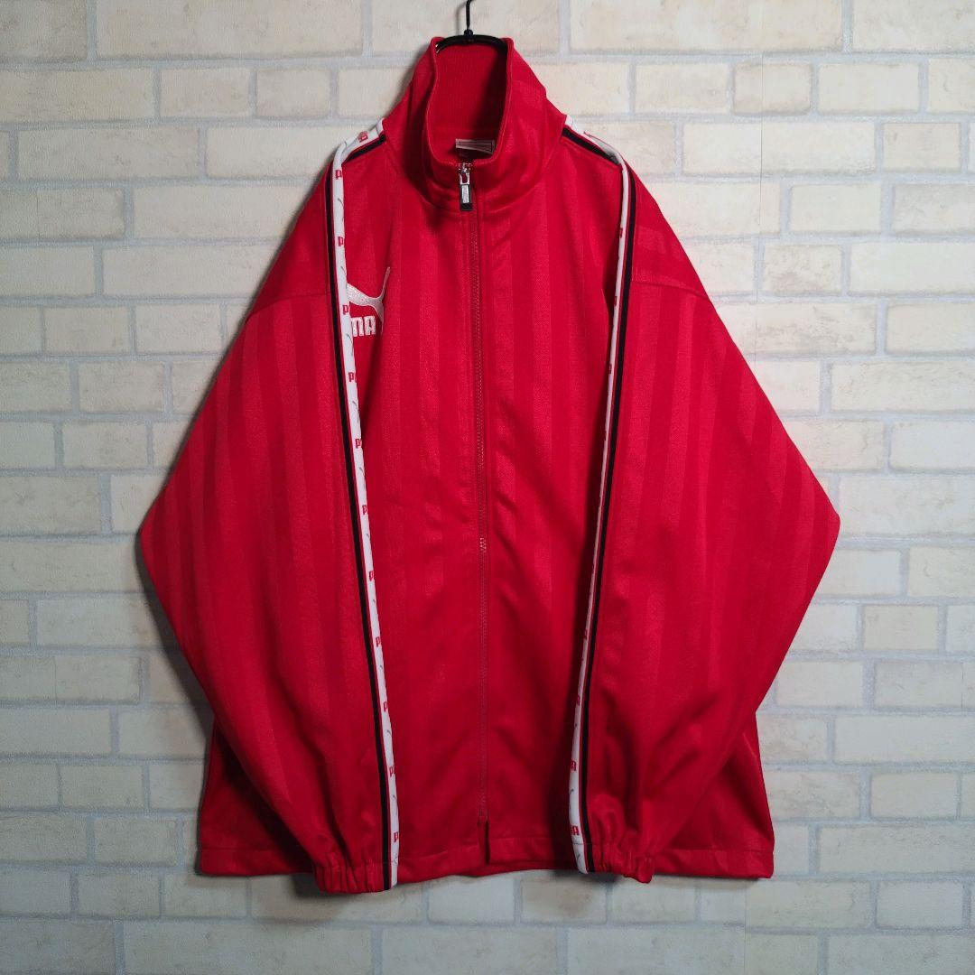 プーマ☆90s ヒットユニオン セットアップ ジャージ 刺繍ロゴ 赤 L相当