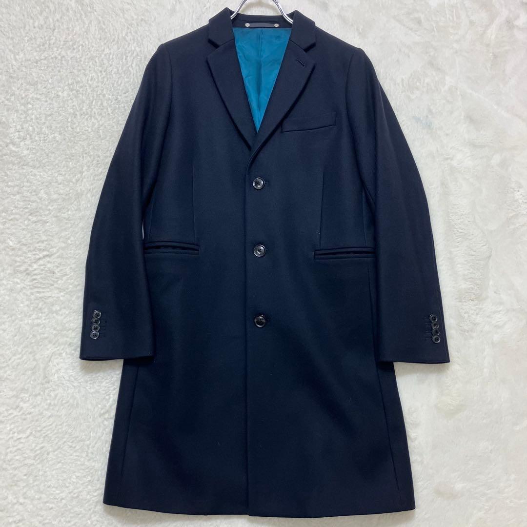 極美品 ポールスミス 現行タグ チェスターコート 黒 ドット柄 ロング
