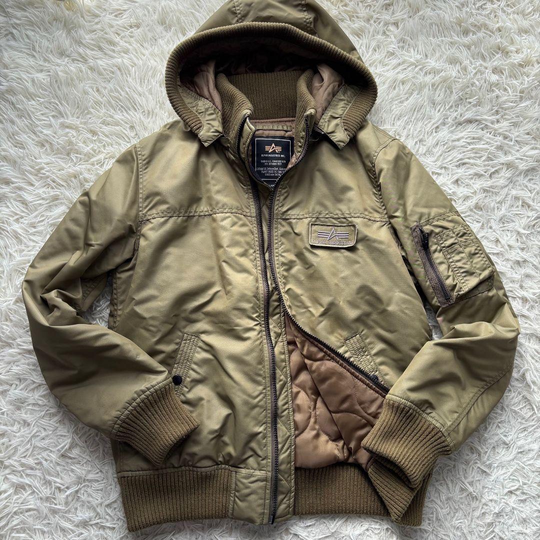 【人気 美品】アルファ　MA-1　フライトジャケット　2way　フード脱着　XL ALPHA INDUSTRIES アルファ MA-1 ジャケット メンズ レディース ユニ