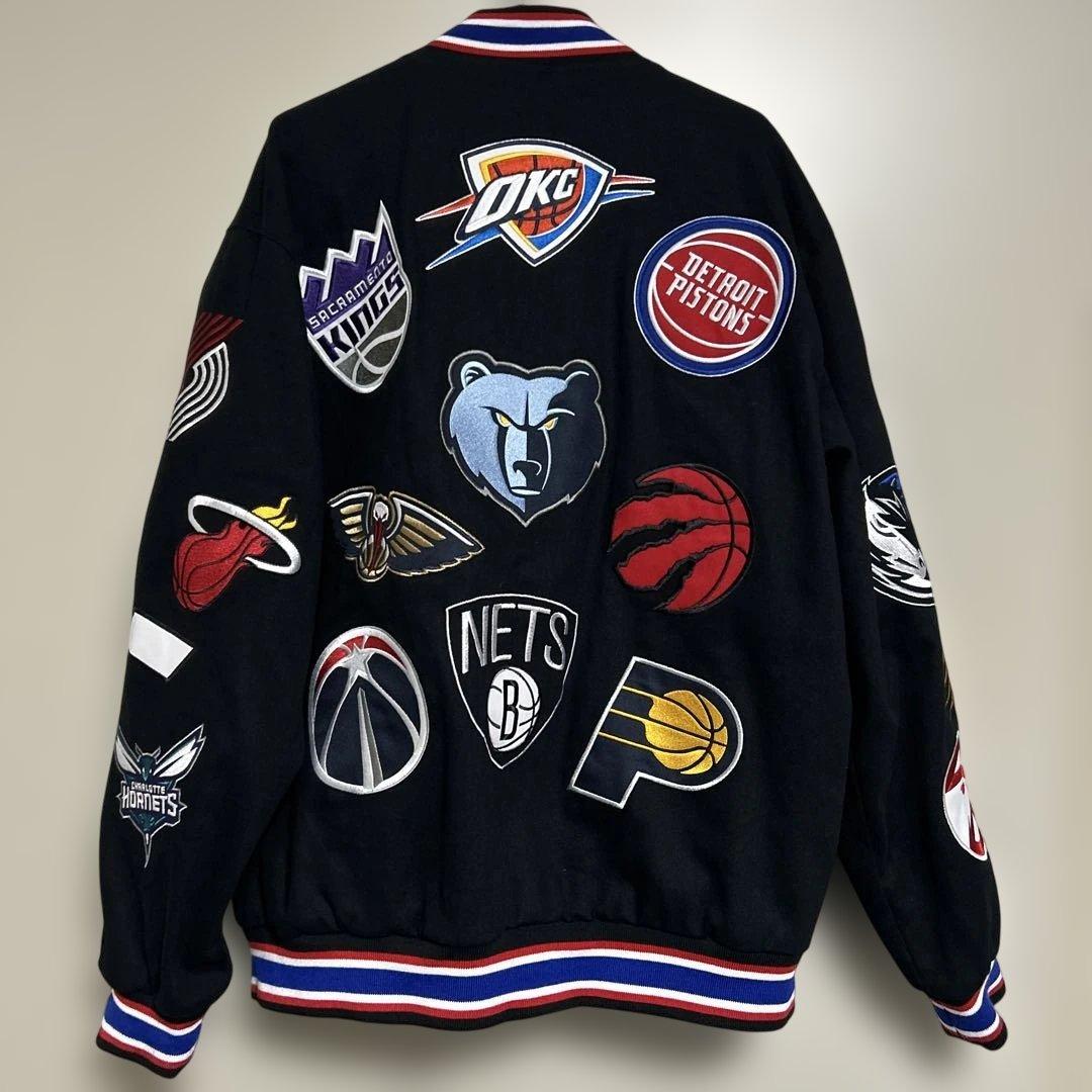 JH Design ×NBA チームロゴ 総柄 スタジアムジャンパー Lサイズ NBA