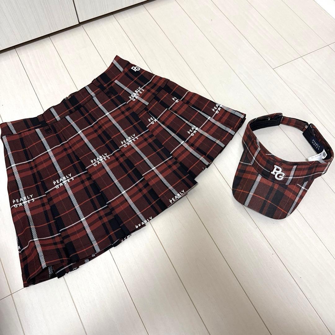 PEARLY GATES グレンチェック スカート サンバイザー パーリーゲイツ