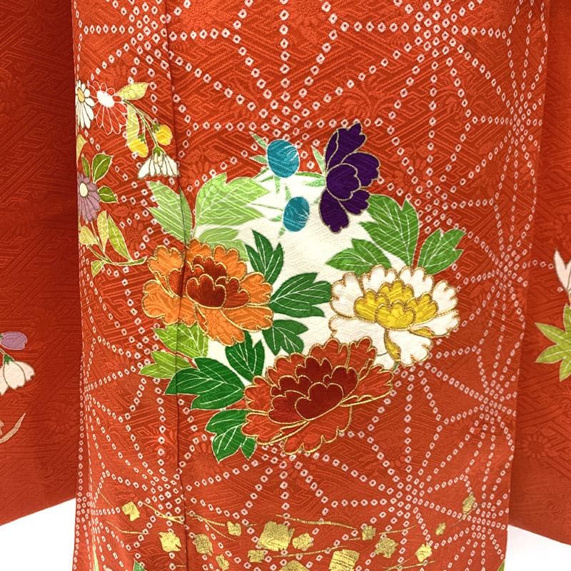 512ag50□千總 七五三 七歳 女児 着物 金駒刺繍 菊 麻の葉文□
