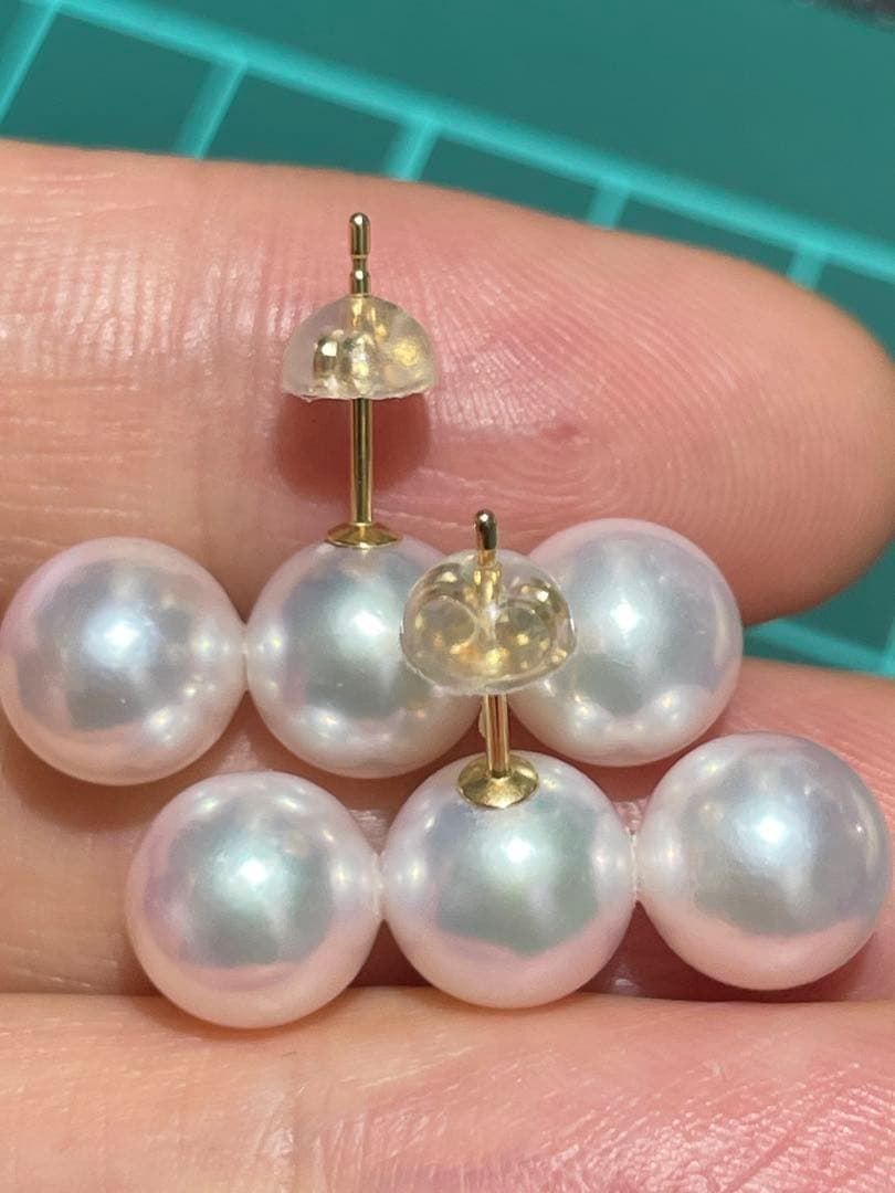 18k，akoya真珠ピアス、7.9mm，天女のレベル