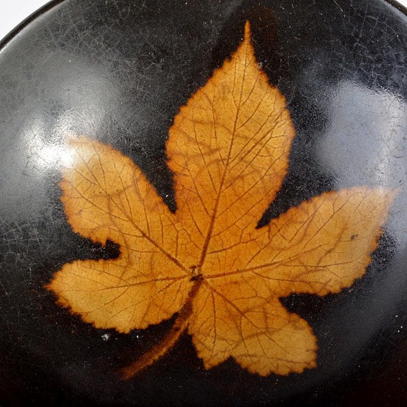 中国 南宋 吉川窯 木葉天目碗 一對 C R4467