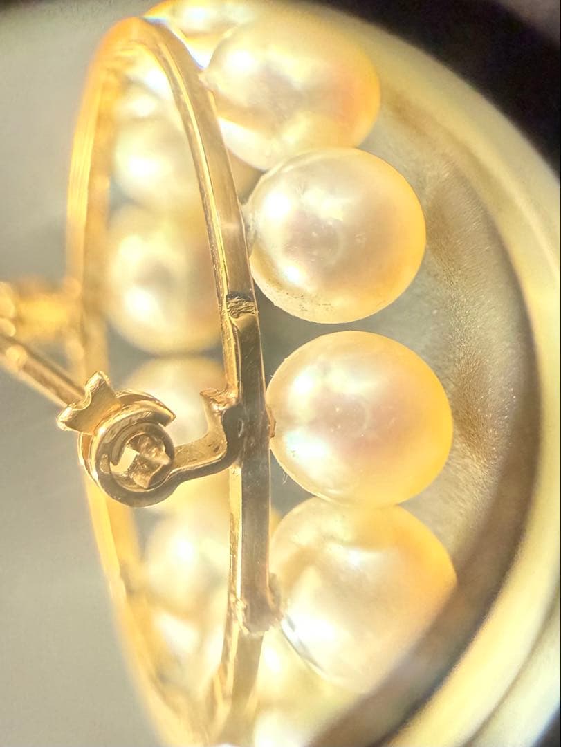 アンティーク パール 円形ブローチ 鷲の頭ホールマーク(フランスK18