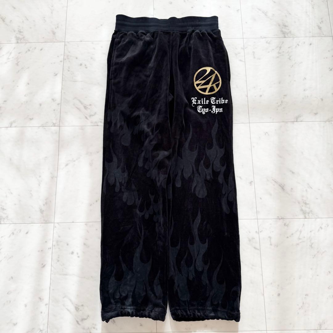 美品】EXILE 24karats ファイヤーパターン ベロア ジャージ 黒 - メルカリ