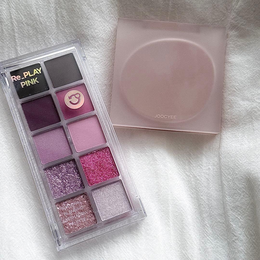 韓国コスメ 2点まとめ売り 青みピンク アイシャドウパレット 【極美品