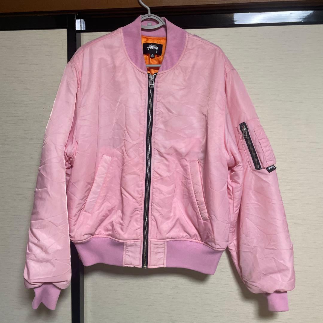 Stussy ピンク MA-1ジャケット M ☆関税込☆Stussy☆Stussy DYED NYLON BOMBER☆ (STUSSY/MA-1