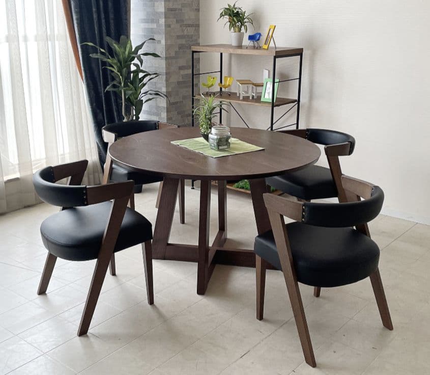 丸テーブル　5点セット　椅子　ダイニングテーブル ダイニングテーブル 5点セット 幅110cm｜丸テーブル 無垢材 360度回転