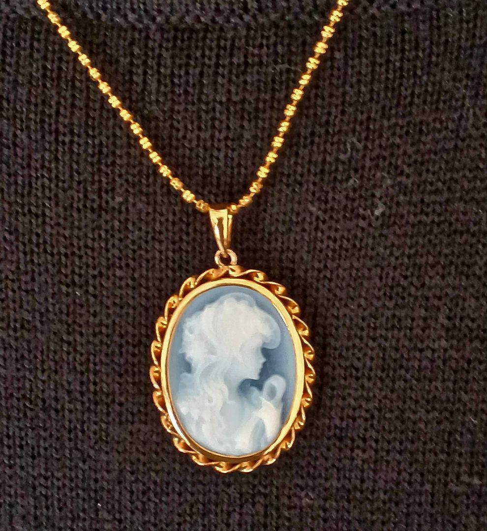 ブルーカメオ ペンダントトップ バチカン枠GOLD [最終お値下げです