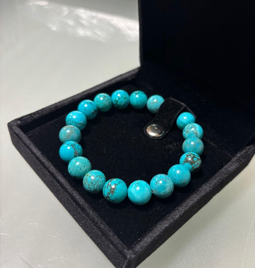 トルコ石ブレスレット（径１７cm） 楽天市場】天然 ターコイズ トルコ石 ブレスレット 12mm 17.5cm メンズ