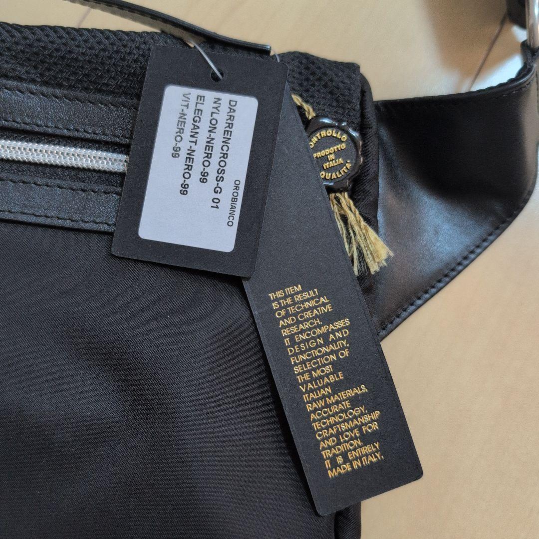 新品・タグ付】Orobianco メンズ ブラック ボディバッグ 保存袋付