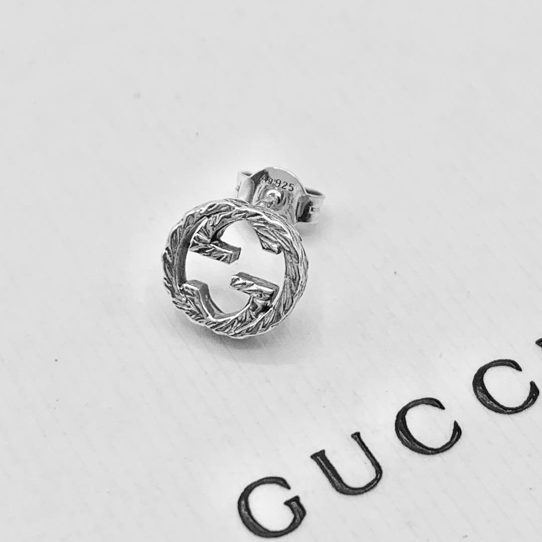 超美品】GUCCI ピアス インターロッキングG 燻 片耳 アラベスク