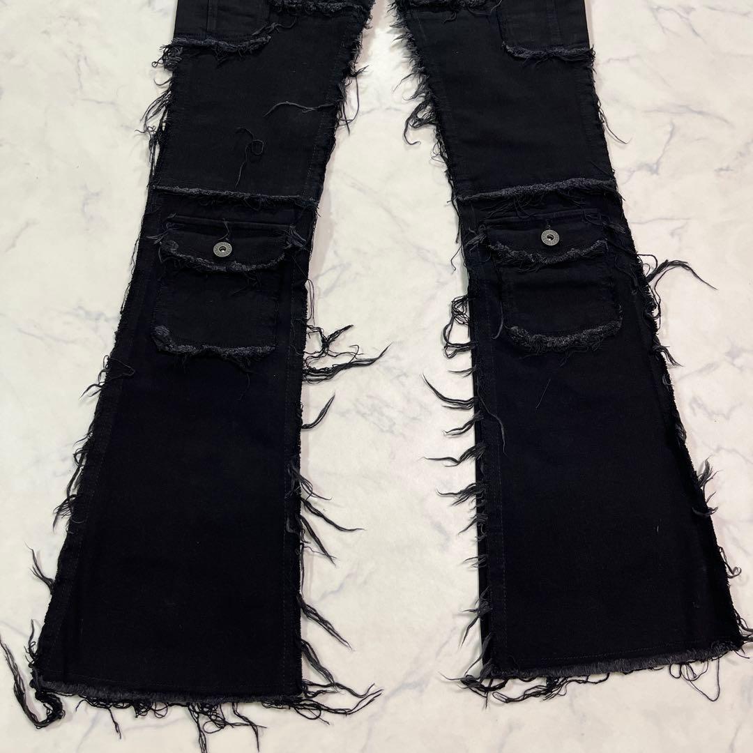 VALABASAS バラバサス クラッシュスキニーフレアブラックデニム 新品29