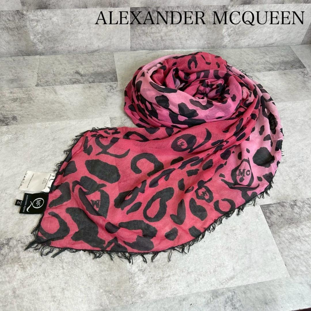 Alexander McQueen レオパード ストール 大判 RG343 Alexander McQueen レオパード ストール 大判 RG343
