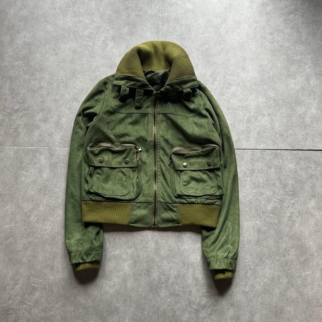 ジャケット・アウター grunge suede bomber gimmick jacket green Vintage 90s Grunge G-III Green Leather Streetwear Indie Granola