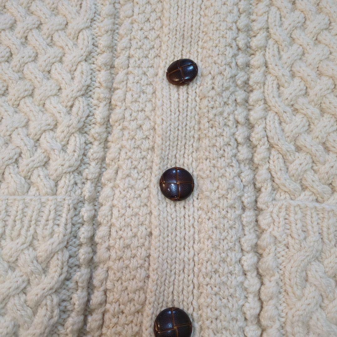 希少茶タグ】インバーアラン カーディガン くるみボタン アイボリー