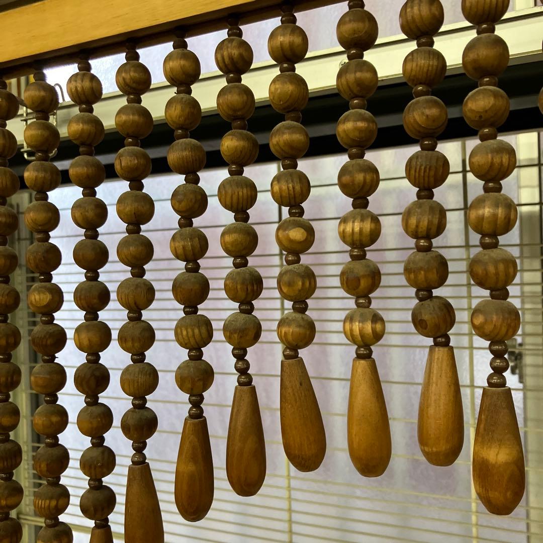 木珠のれん 昭和レトロ 木製 当時物 暖簾 木製のれん - メルカリ