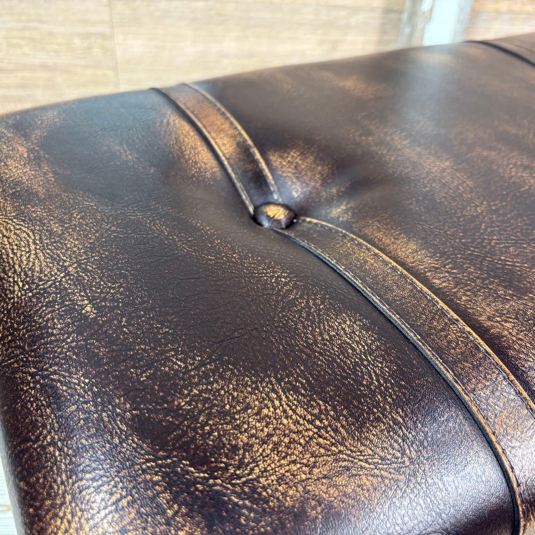 アンティーク調トランク型収納ケース付きレザーベンチスツール木製足