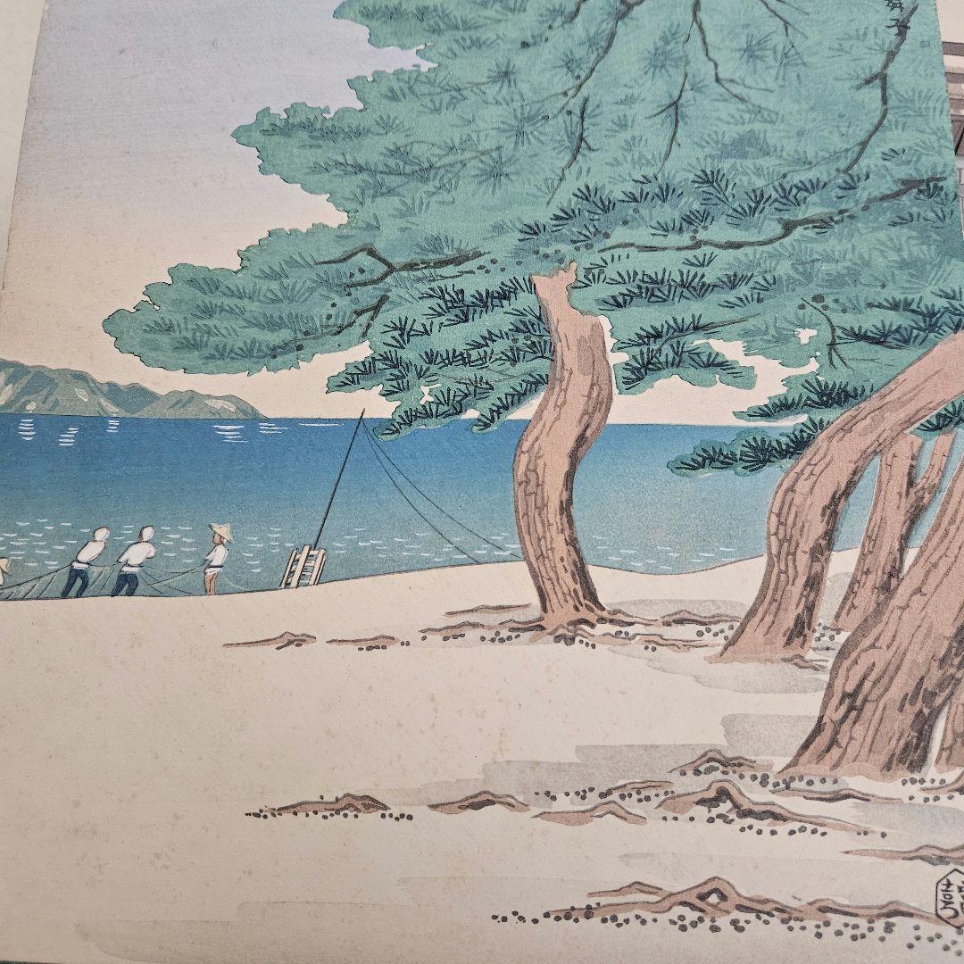 近江八景と琵琶湖風景 版画