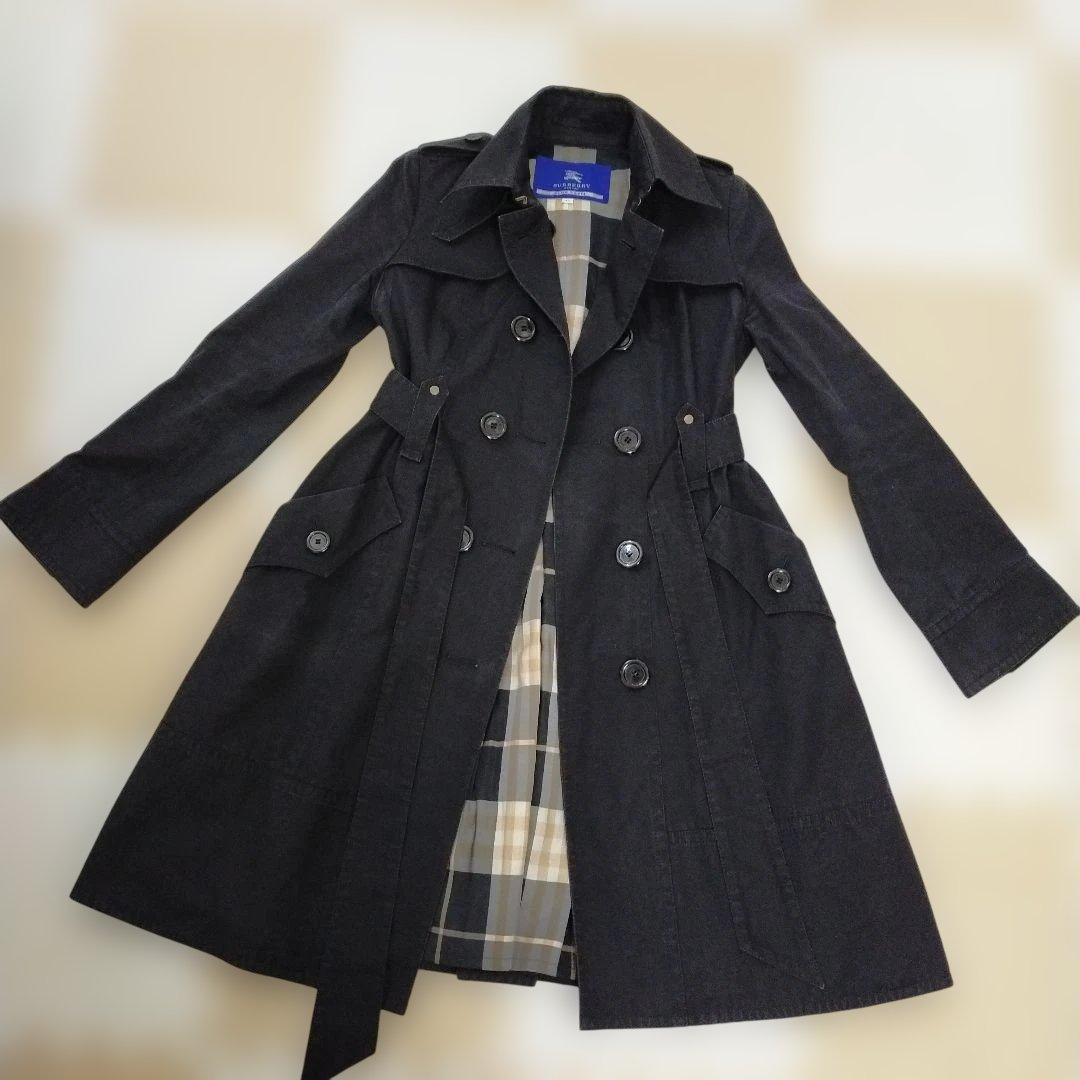 BURBERRY BLUE LABEL ブラックトレンチコートサイズ40 - メルカリ