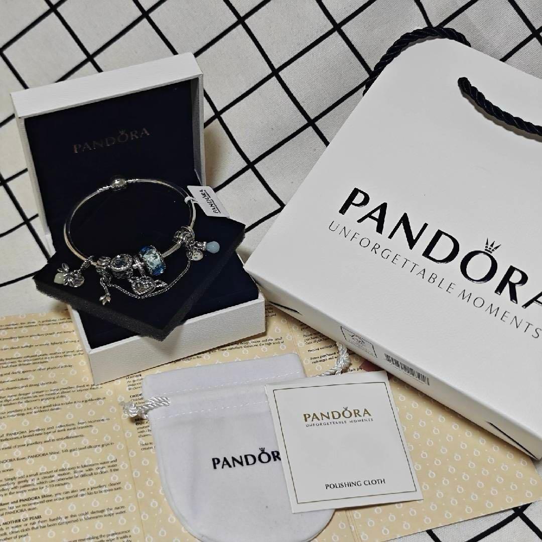 PANDORA 】シルバー チャーム ブレスレット 925 19·21cm
