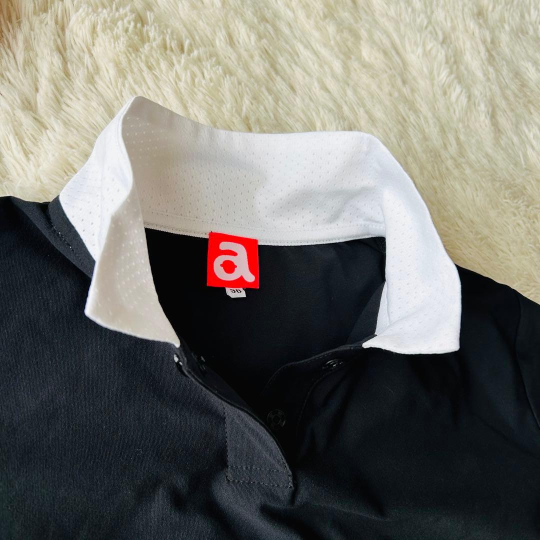 美品】アルチビオレディース 半袖ポロシャツ 36（S）黒ブラック ロゴ