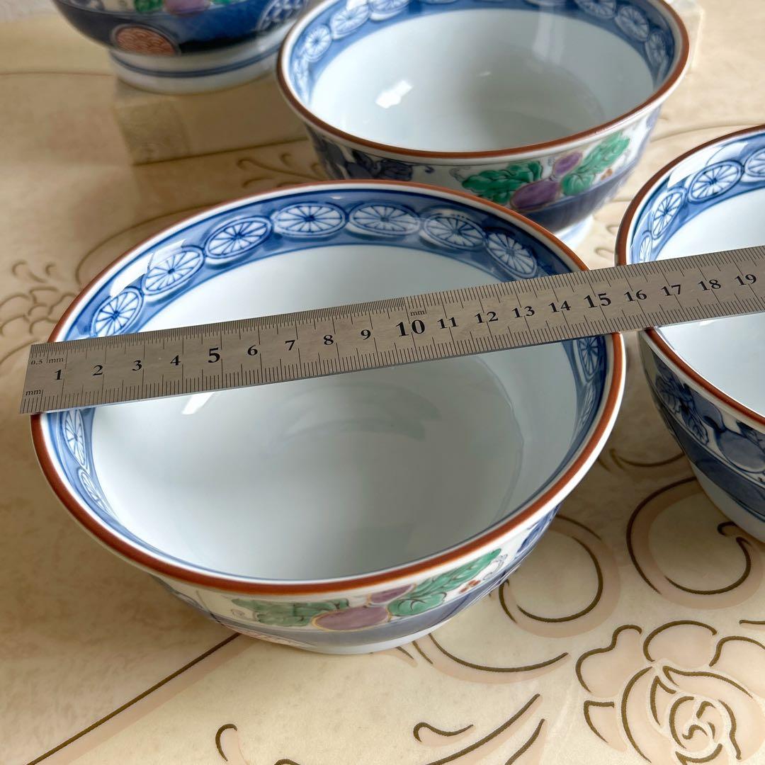 有田焼 日峰窯 染付 金彩瓢箪文 高台 丼ぶり 5枚セット 中鉢 高台鉢