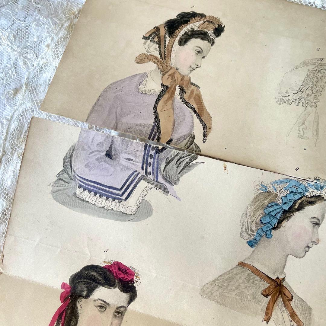 マガジン・デ・ドゥモアゼル1863年 フランスアンティーク 本 古書 彩色
