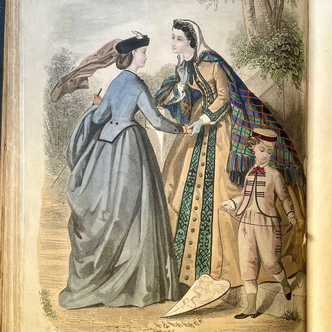 マガジン・デ・ドゥモアゼル1863年 フランスアンティーク 本 古書 彩色