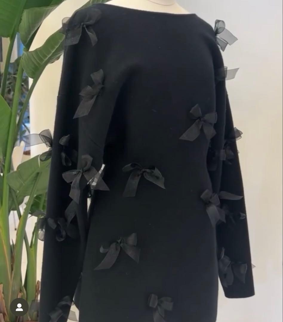 定価約13 一瞬で売り切れた MYLAN カシミヤ混ニットドレス リボン付