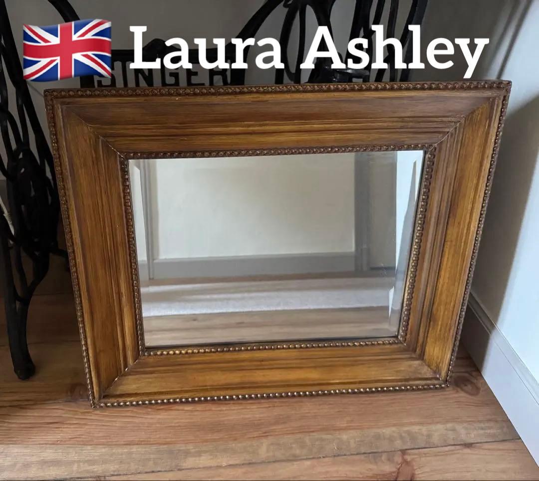 【Laura Ashley】ブラウン木製壁掛け鏡 ミラー アンティーク brea-interior_brea-1489-db