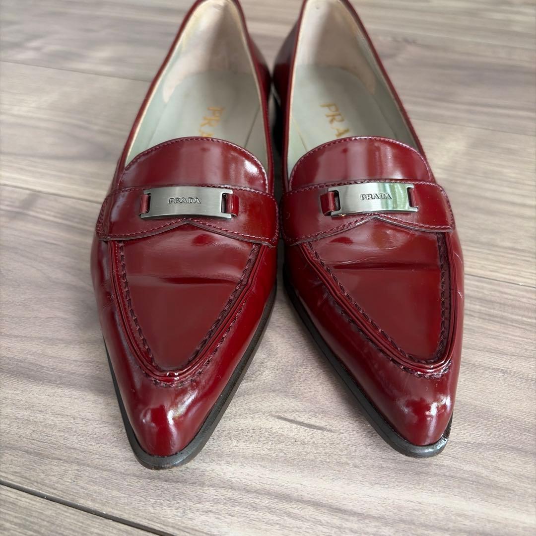 PRADA バーガンディ ローファー 36