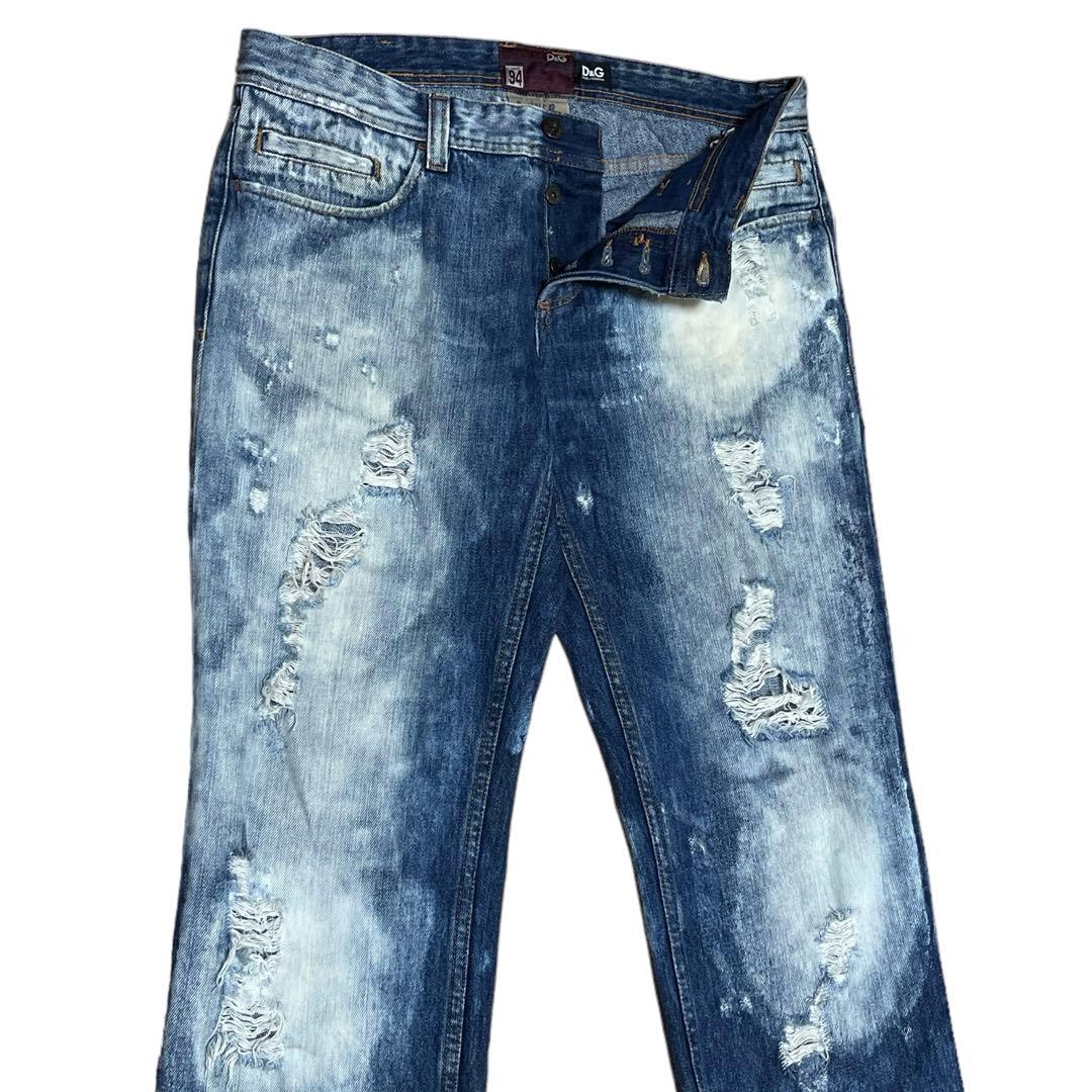 D&G DOLCE&GABBANA ブラックデニム ブリーチ 加工