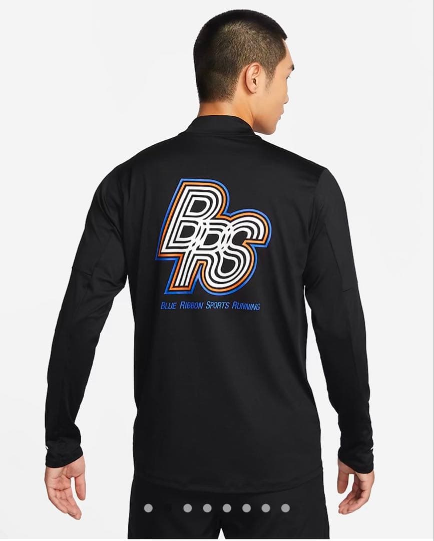 M 新品 ナイキ ランニング エレメント ハーフジップ ブルーリボン 黒