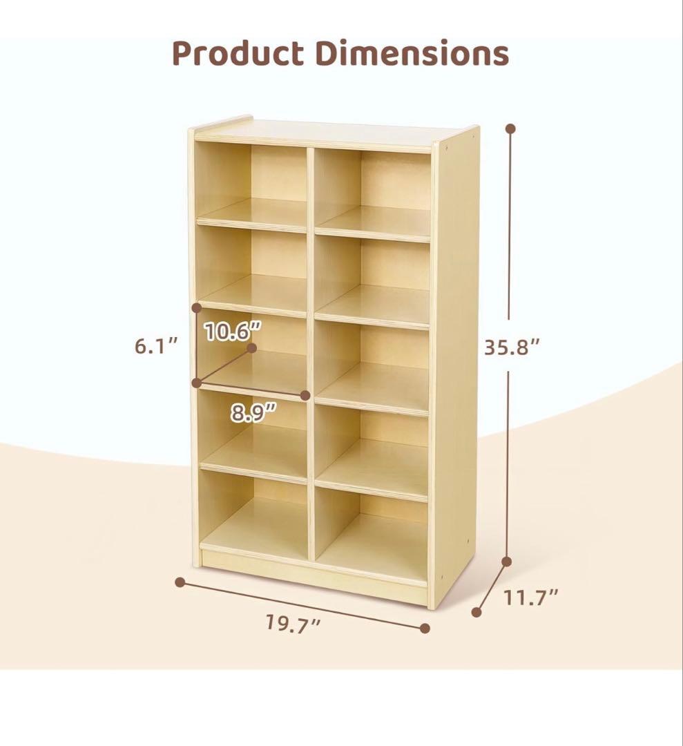 本棚 5段 十区画 モンテッソーリ収納棚 大容量 幅60 高さ91 奥行