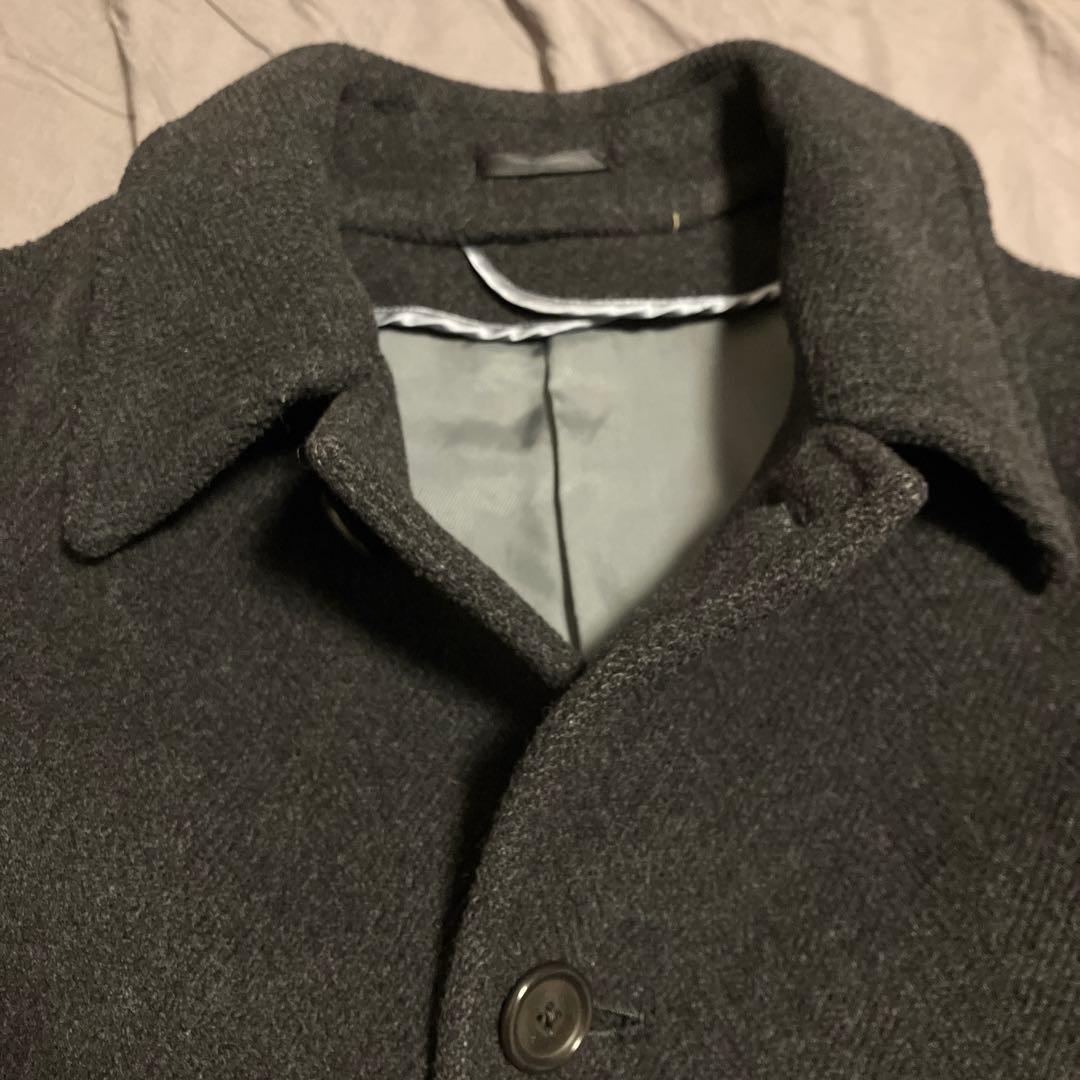 MOORBROOK製生地トゥモローランドバルマカーンコートチャコールグレー46