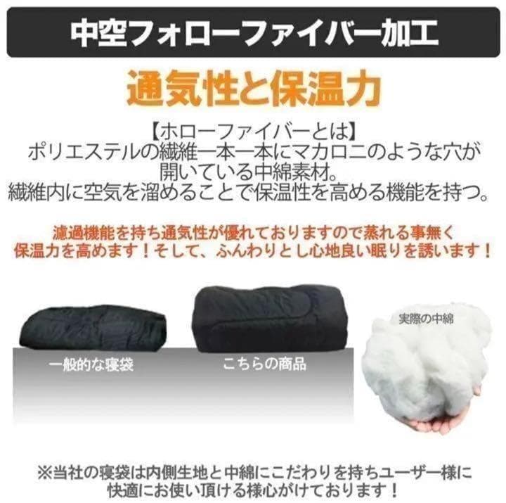 【２個セット】枕付き 寝袋 シュラフ フルスペック 封筒型 -15℃ ブラック
