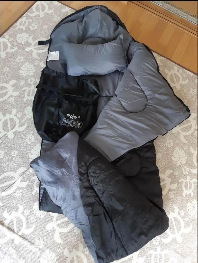 【２個セット】枕付き 寝袋 シュラフ フルスペック 封筒型 -15℃ ブラック