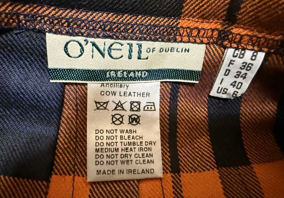 O'NEIL プリーツスカート ネイビーオレンジチェック