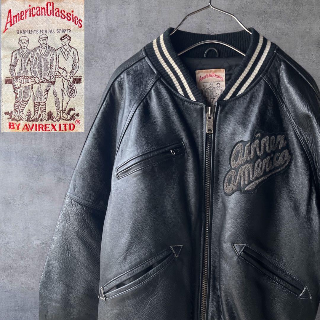 希少 AVIREX アヴィレックス レザースタジャン S ワッペン オール