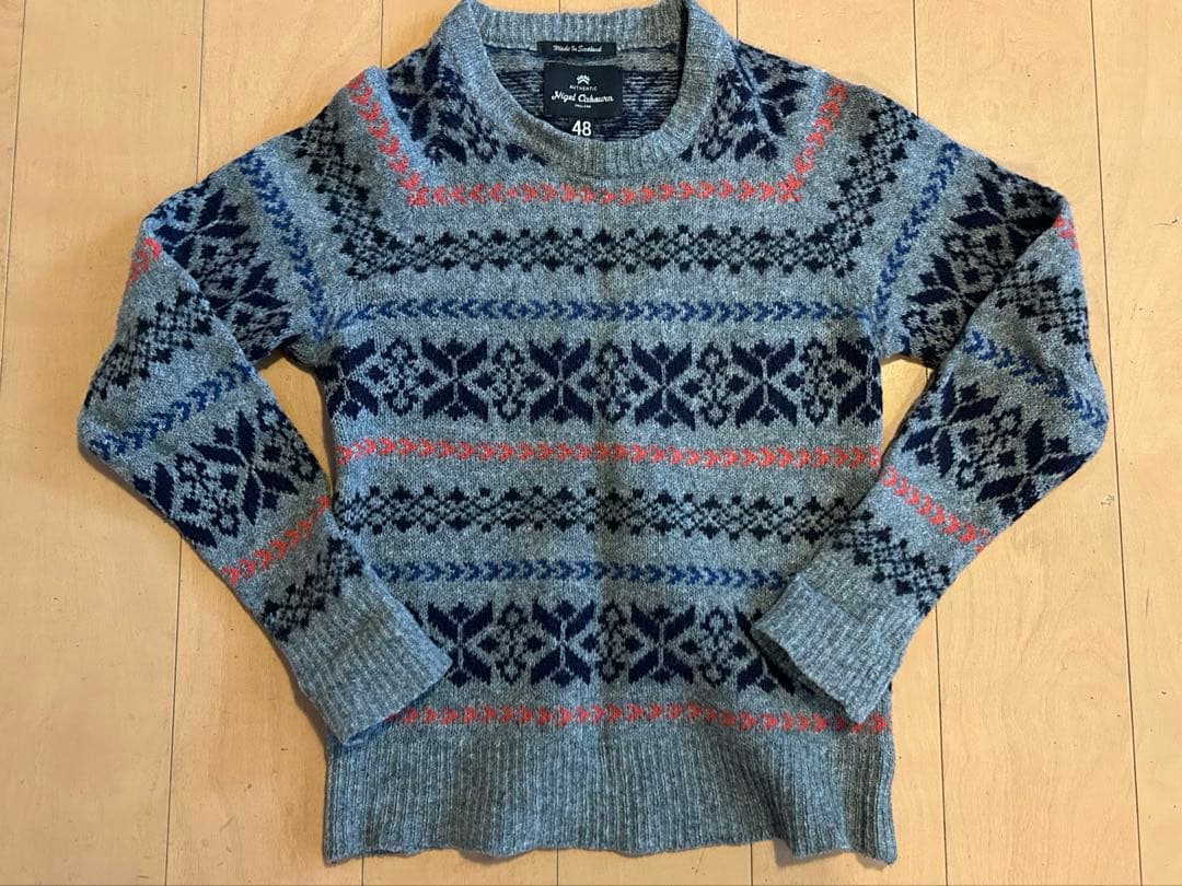 ナイジェルケーボン フェアアイル柄 ニットセーター 48 スコットランド