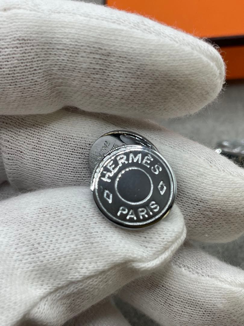 HERMES カフスリンクス カフスボタン セリエ シルバー金具 箱付きの