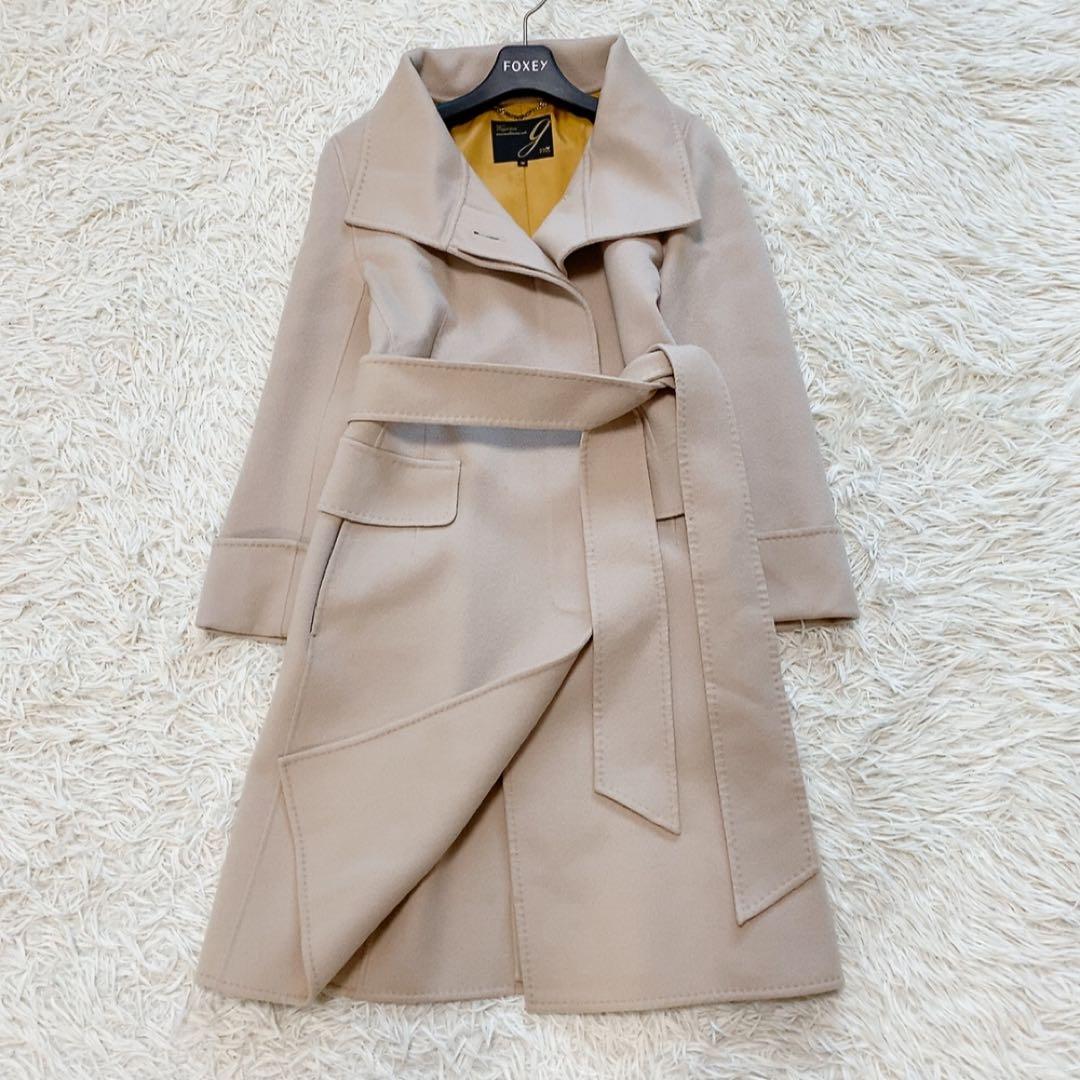 【美品】23区 ロングコート カシミヤ ウール ベルト Aライン コロンボ ウールカシミヤビーバー スタンドカラー コート （その他アウター