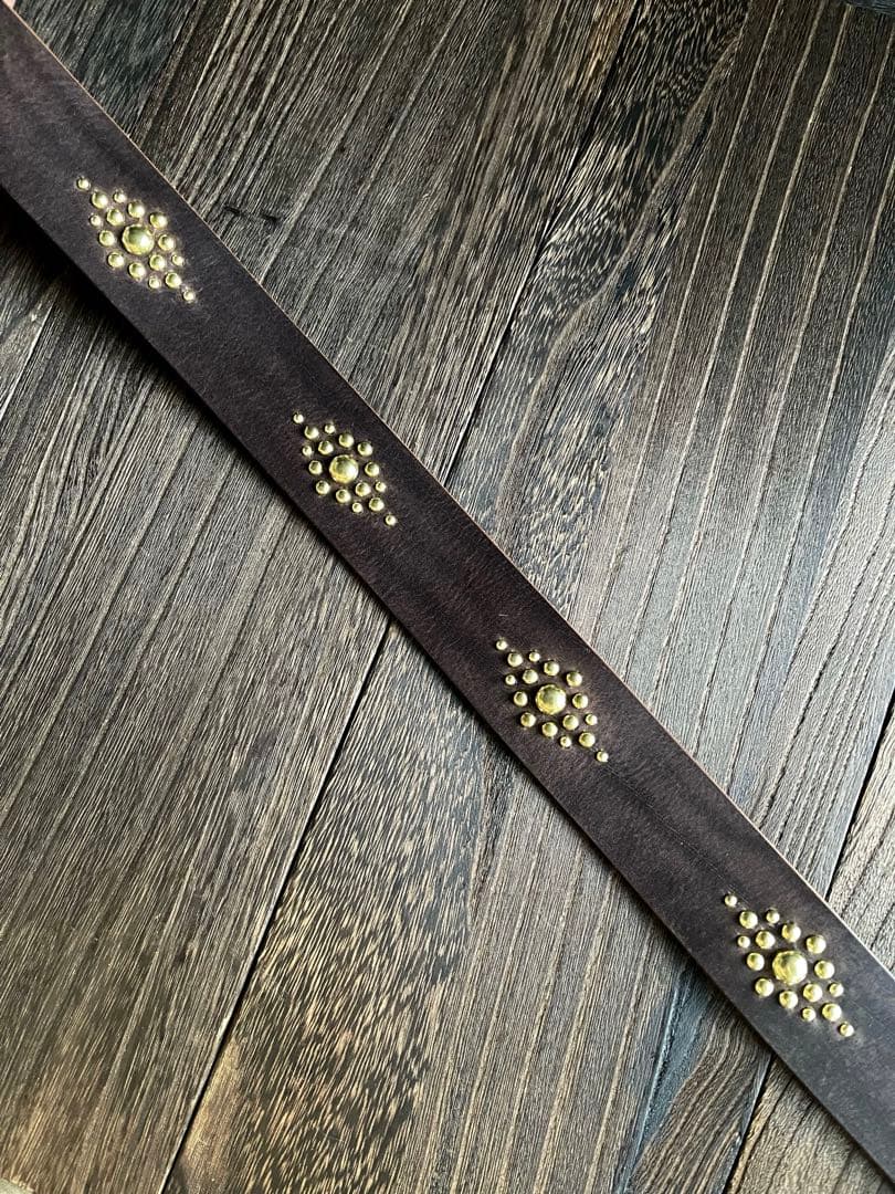 ディッキーズ874専用スタッズベルト ダークブラウン 真鍮 HTC CALEE