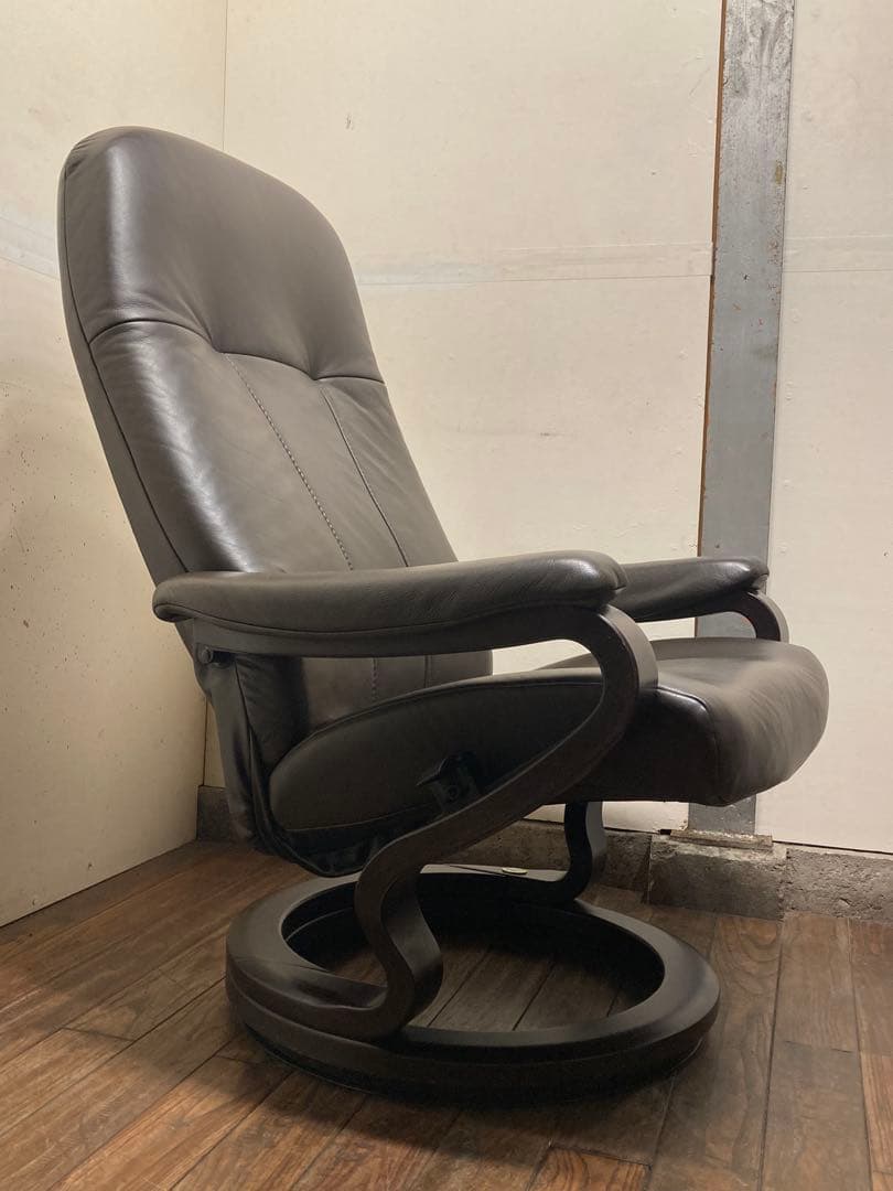 ドイツ himolla ヒモラ社製 本革リクライニングチェア&オットマンセット